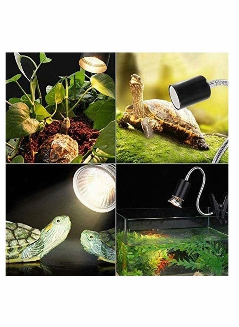 WALALLA UVA/UVB Tortoise Heat Lamp, 50W Clamp-on Reptile Heat Bulb, 360° Adjustable Aquarium Heating Light, E27 Clamp-on Pet Heating Emitter for Reptiles/Amphibians/Lizards/Turtle/Snakes - Image 3