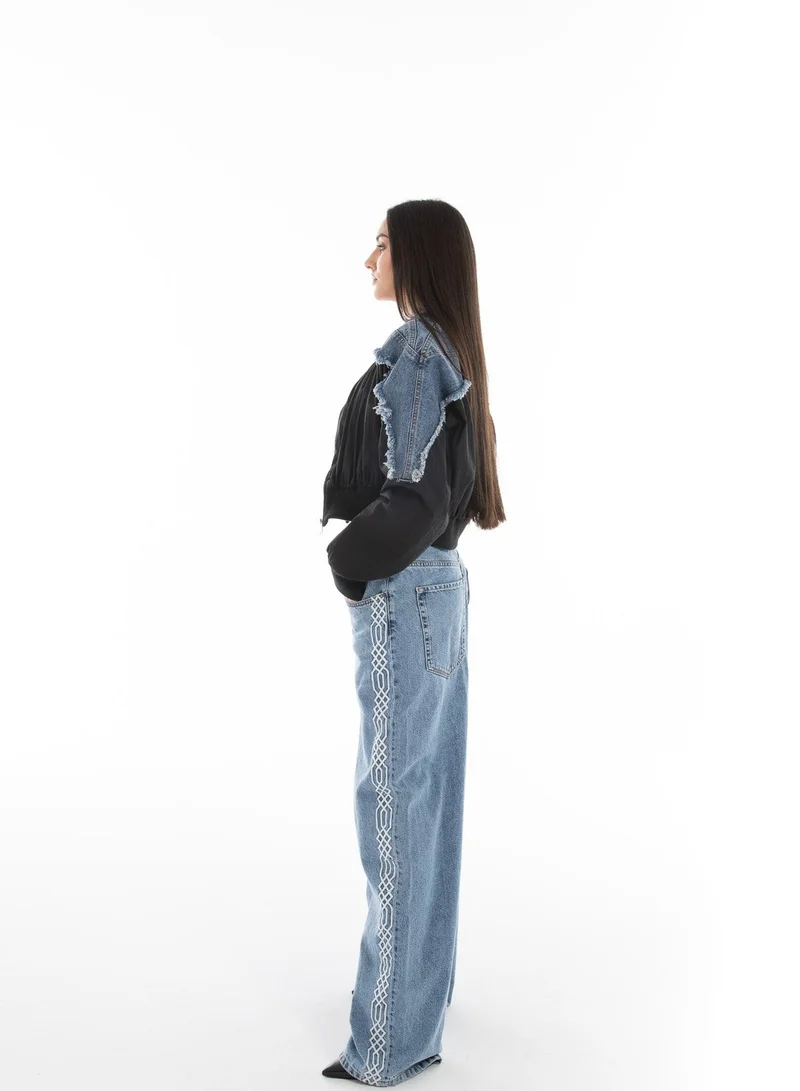 Flashmobnation  Embroidered Denim Jeans  | Best Price UAE
