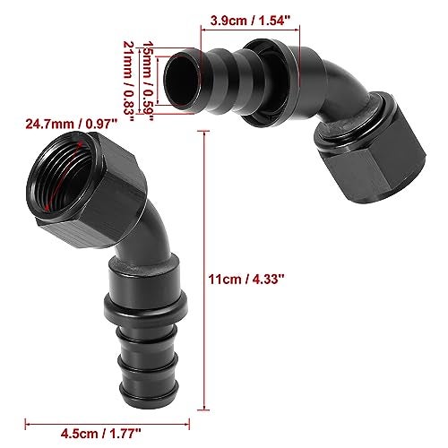 X AUTOHAUX 2pcs 6061 Aluminum AN12 45 Degree Push Lock Hose Fitting End for Car Fuel Line - Image 2