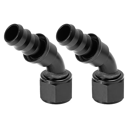 X AUTOHAUX 2pcs 6061 Aluminum AN12 45 Degree Push Lock Hose Fitting End for Car Fuel Line - Image 1