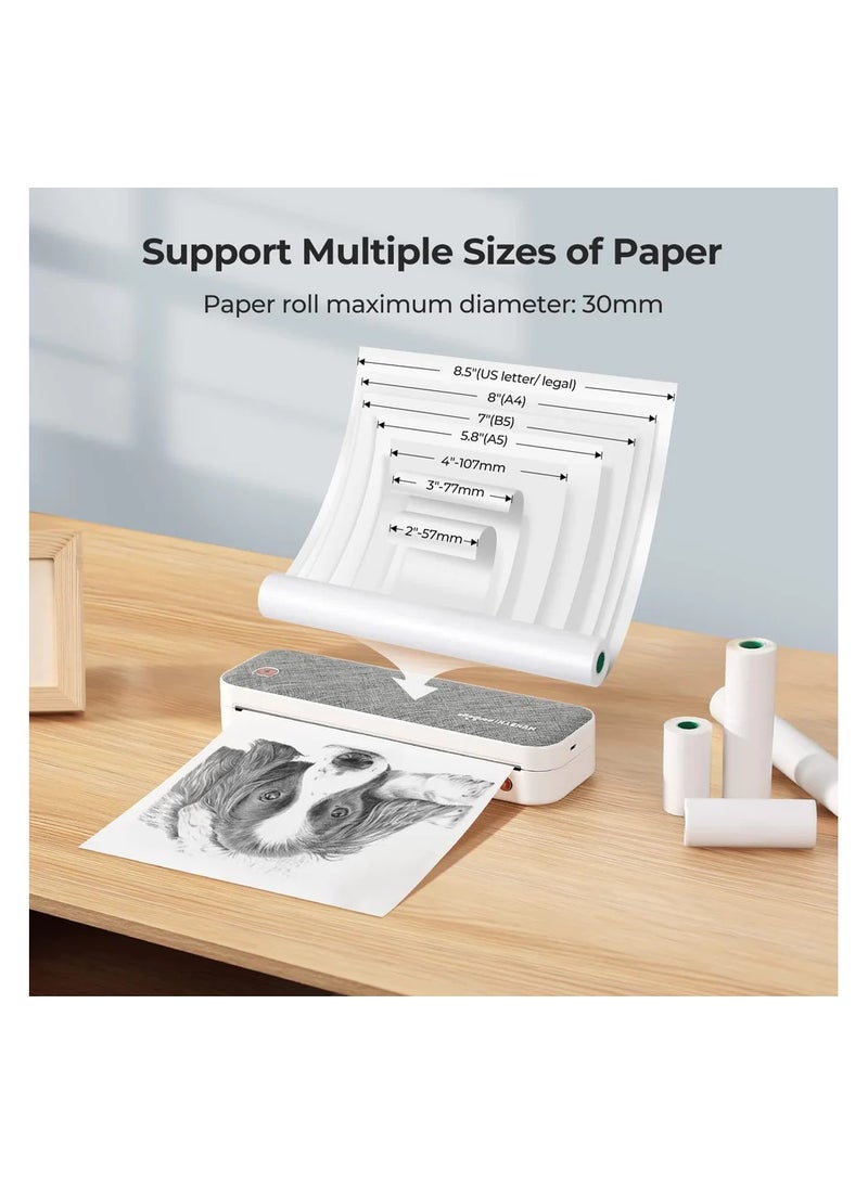 طابعة A4 محمولة بتقنية البلوتوث. متوافق مع أنظمة Android وiOS وأجهزة الكمبيوتر المحمولة، ويدعم عرض الورق مقاس 2 بوصة و3 بوصة و4 بوصة. بدون حبر ومثالي للسفر والدراسة والاستخدام المنزلي - Image 3