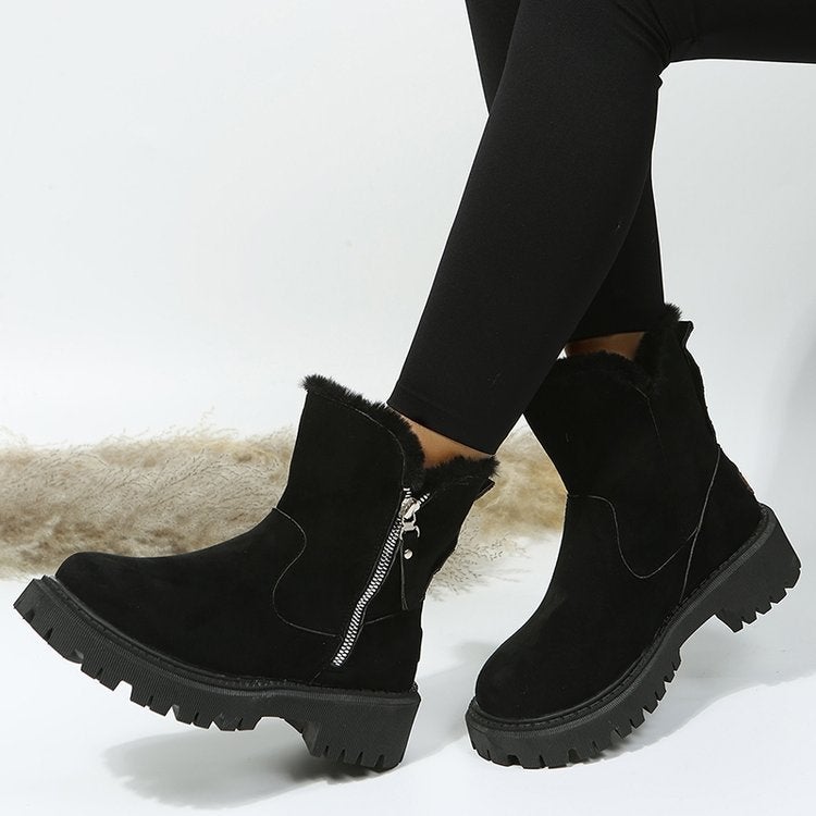 Snow Boots Women'S Trendy 2023 Winter New Mid-Calf Fleece-Lined Thick Warm Cotton-Padded Shoes Fur Integrated Winter Women'S Boots - Image 3