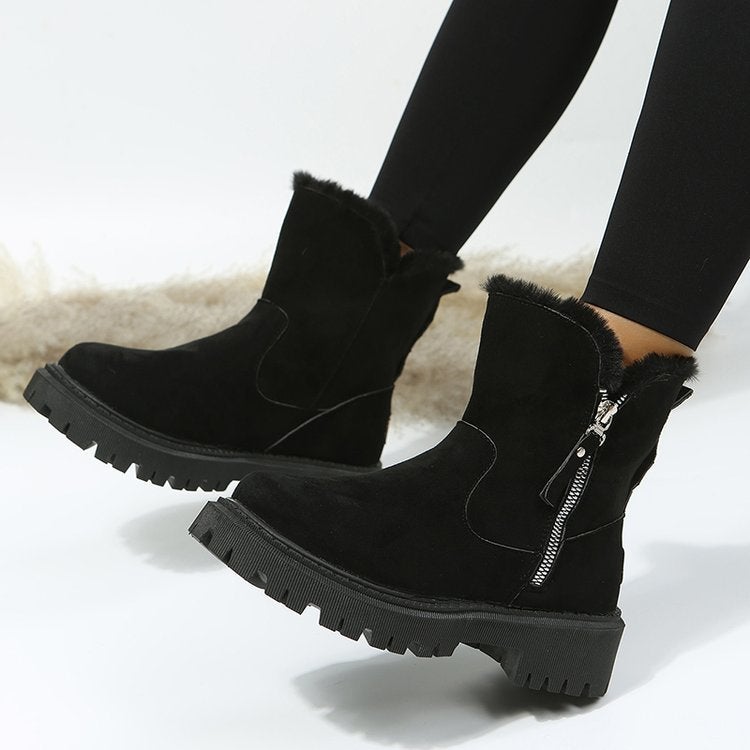 Snow Boots Women'S Trendy 2023 Winter New Mid-Calf Fleece-Lined Thick Warm Cotton-Padded Shoes Fur Integrated Winter Women'S Boots - Image 4