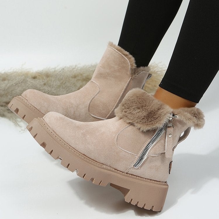 Snow Boots Women'S Trendy 2023 Winter New Mid-Calf Fleece-Lined Thick Warm Cotton-Padded Shoes Fur Integrated Winter Women'S Boots - Image 2