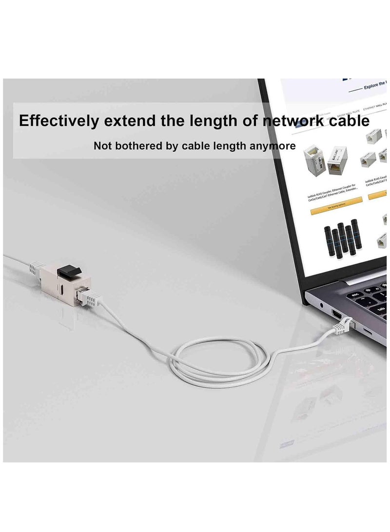 UL-Listed CAT7 RJ45 Shielded Coupler 10-Pack, Female to Female Keystone Jack, STP Insert for Cat7/Cat6a/Cat6/Cat5e Ethernet Cables (10 Pack)