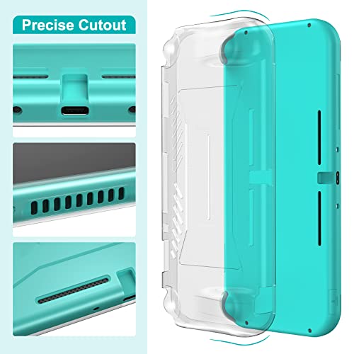 innoAura Switch Lite Case 18-in-1 Accessories Bundle for NS Switch Lite (2019), with Protective Carrying Case, Game Holder, Screen Protector & Cute Thumb Grips, Turquoise - Image 5