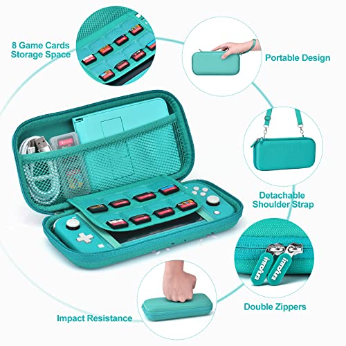 innoAura Switch Lite Case 18-in-1 Accessories Bundle for NS Switch Lite (2019), with Protective Carrying Case, Game Holder, Screen Protector & Cute Thumb Grips, Turquoise - Image 4
