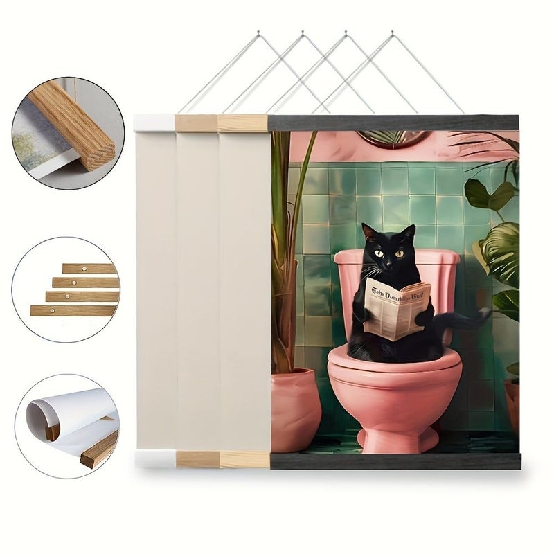 Magnetic Wood Frame Hanger Poster Frame Teak Wood 17 72 Inch Wide Recycled Wood Wall Art Display For Photos Canvas Prints And Artwork Easy Magnetic Hanging With Hardware Home Decor Sturdy Construction Minimalist Design - Image 1