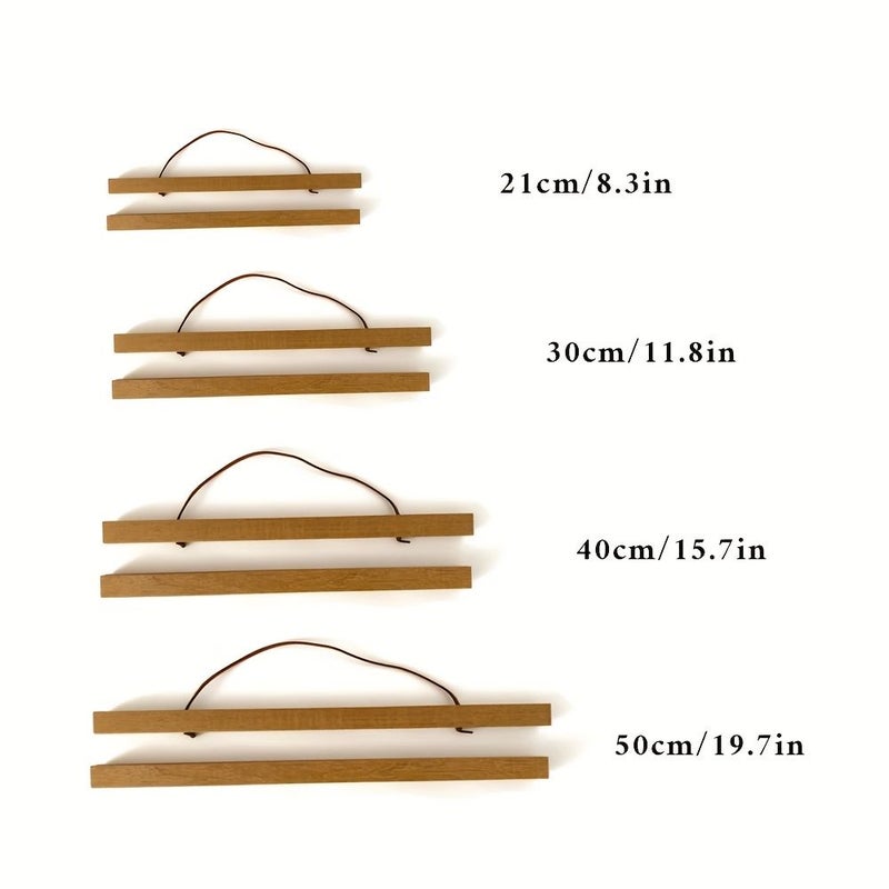 Magnetic Wood Frame Hanger Poster Frame Teak Wood 17 72 Inch Wide Recycled Wood Wall Art Display For Photos Canvas Prints And Artwork Easy Magnetic Hanging With Hardware Home Decor Sturdy Construction Minimalist Design - Image 2
