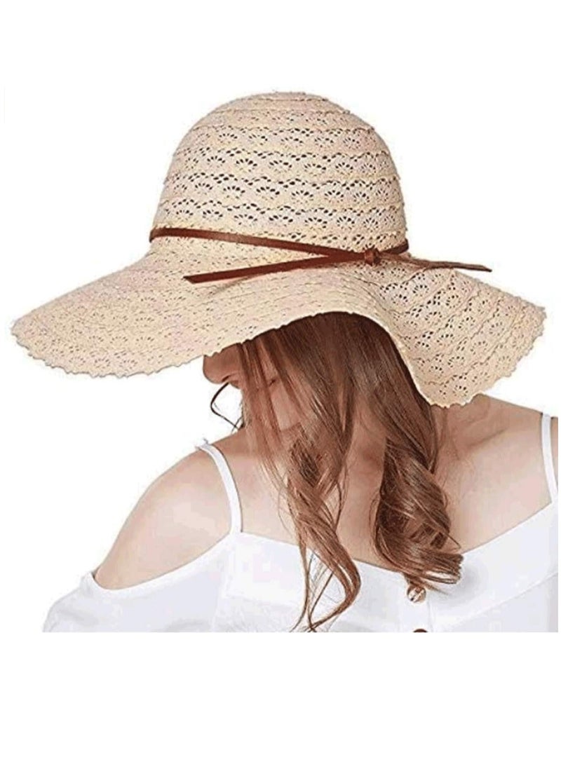 DUNISO Summer Beach Sun Hats For Women Foldable Floppy Travel Packable UV Hat Cotton Wide Brim Fashion Hat, One Size - Image 1