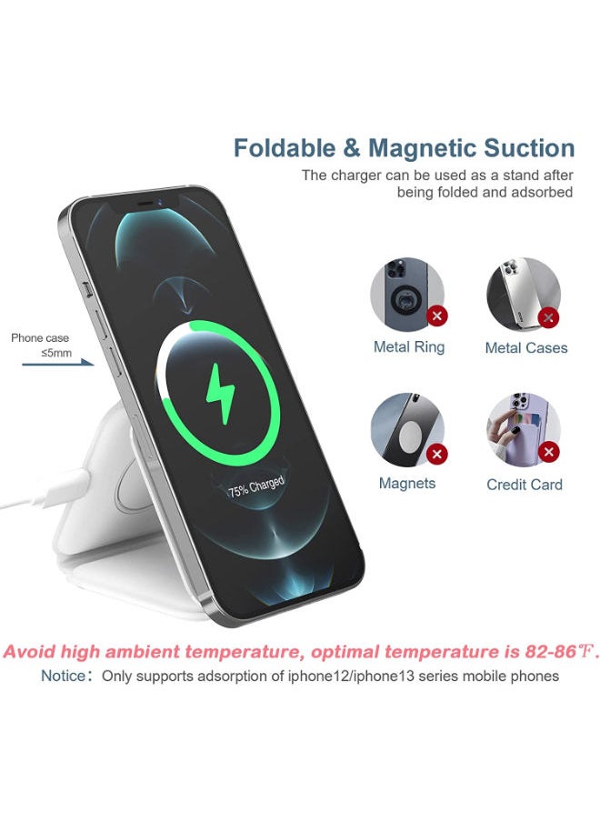 SHOPI - 3 in 1 Foldable Wireless Charger, Magnetic Fast Wireless Charging Pad, Compatible with iPhone 14/13/12/SE/11, Samsung Galaxy, Apple Watch, AirPods Pro - Image 1