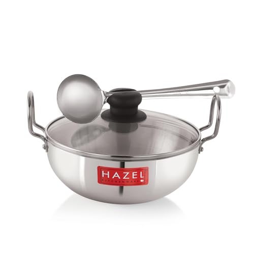 HAZEL Aluminium Kadhai with Glass Lid 4mm | Deep Frying Pan | Non Stick Cooking Vessel | Heavy Bottom Induction Kadai 3700 ml - Image 5