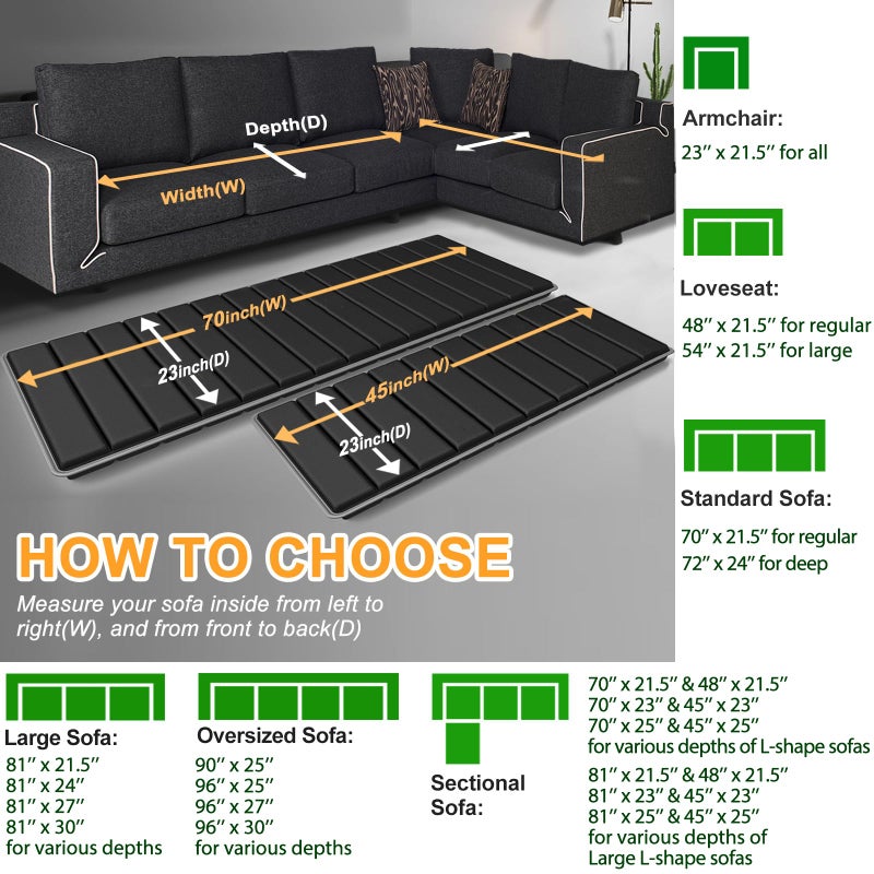LAVEVE Heavy Duty Couch Cushion Support Board for Sagging Sofa, 23''x 45'' & 23''x70'' Extra Thick Solid Wood Under Couch Insert with Anti-Slip Dots, Repair Sagging Spring Sofa Cushions - Image 5