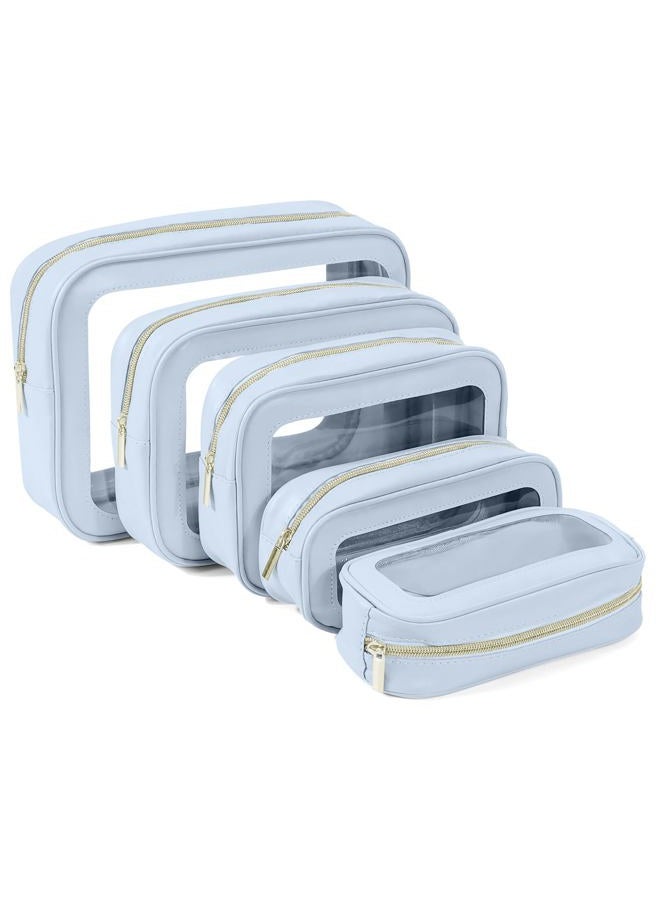 YOPCDJ 5PCS Clear Toiletry Bag,TSA Approved Travel Makeup Pouch with Zipper for Cosmetics and Toiletries，Diaper Bag Organizer Pouch Set，Women's Purse Organizer and Clear Car Bag - Image 1