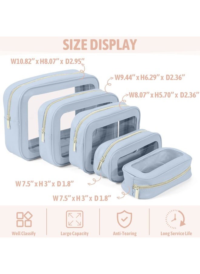 YOPCDJ 5PCS Clear Toiletry Bag,TSA Approved Travel Makeup Pouch with Zipper for Cosmetics and Toiletries，Diaper Bag Organizer Pouch Set，Women's Purse Organizer and Clear Car Bag - Image 3