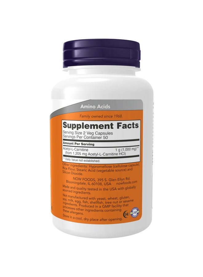 NOW Supplements, Acetyl-L Carnitine 500 mg, Amino Acid, Brain And Nerve Cell Function*, 100 Veg Capsules - Image 2