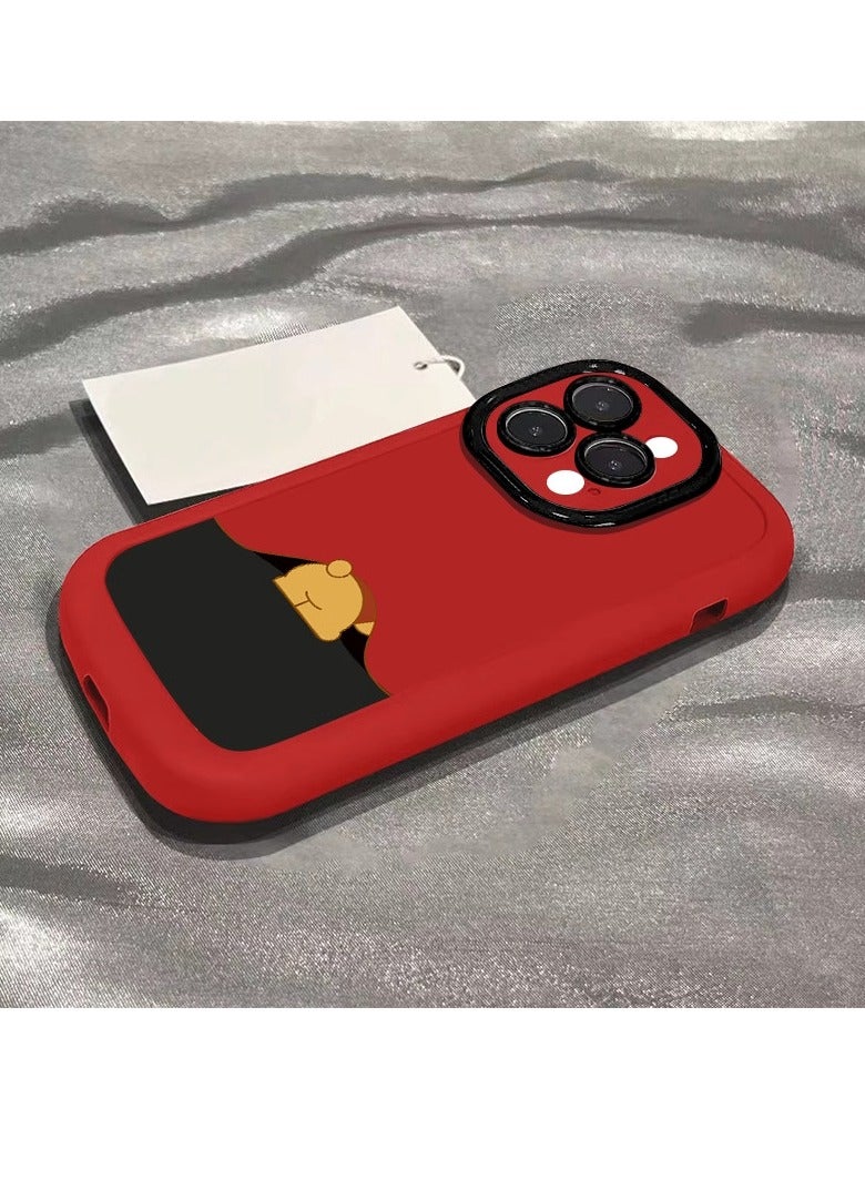 NIBEMINENT Winnie The Pooh Protective TPU Case Cover For iPhone 16 Pro, Chinese Red