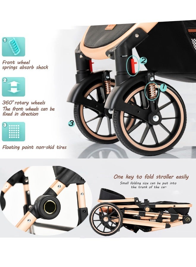 Aissiora Children's travel strollers Baby strollers Child safety seats Can sit or lie down Lightweight folding Shock-absorbing two-way baby stroller  - Image 3