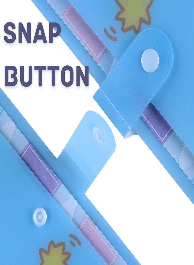 اس بي اس مجلدات ملفات قابلة للتوسيع من SPS بحجم A4 - عبوة من 4 قطع | تصميم يونيكورن | 5 جيوب | ألوان باستيل - أزرق، بنفسجي، أخضر، وردي | إغلاق بزر كبس | يناسب مقاس A4 ومقاس الرسائل | تصميم لطيف ومناسب للأطفال - Image 3