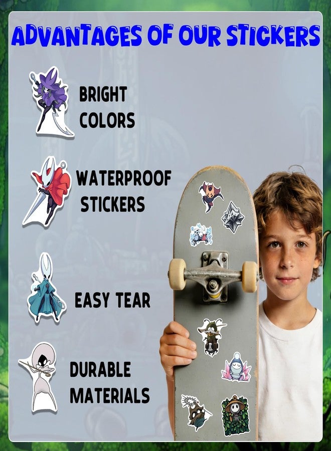 Pounchi Knight Game Stickers (100 Pcs) Cartoon Video Game PVC Sticker, Gifts for Laptop Water Bottle Skateboard Party Supplies Decorations Teens Kids - Image 2