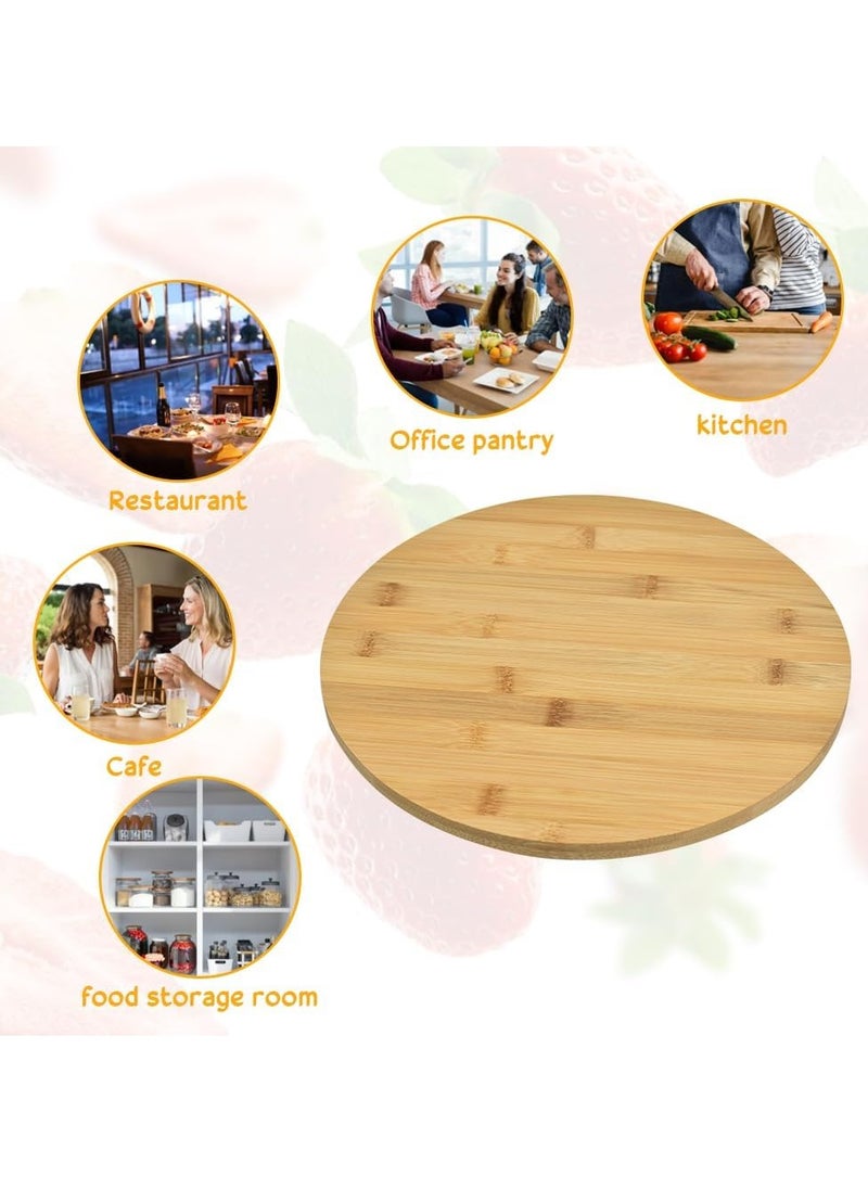 eBasket 30cm Durable Round Wooden Revolving Tray Uses as Bamboo Pizza Board, Cheese and Sausage Board 360 Degree Revolving Wooden Tray for Serving All Food and Drinks  - Image 1