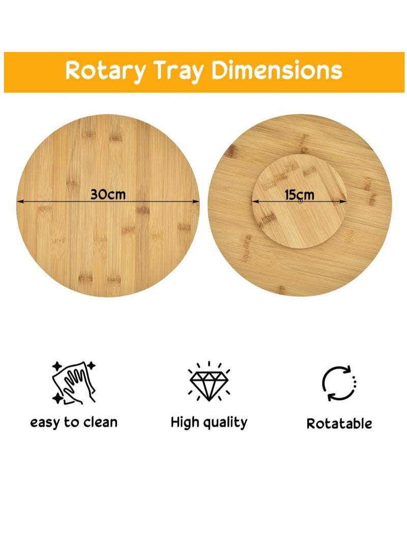 eBasket 30cm Durable Round Wooden Revolving Tray Uses as Bamboo Pizza Board, Cheese and Sausage Board 360 Degree Revolving Wooden Tray for Serving All Food and Drinks  - Image 2