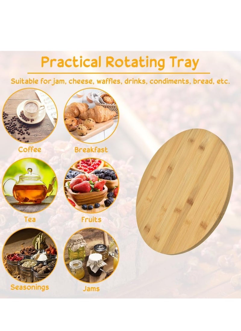 eBasket 30cm Durable Round Wooden Revolving Tray Uses as Bamboo Pizza Board, Cheese and Sausage Board 360 Degree Revolving Wooden Tray for Serving All Food and Drinks  - Image 3