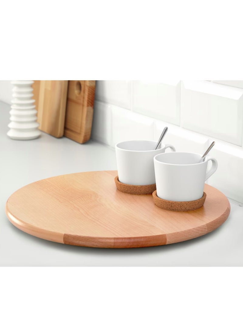 eBasket 30cm Durable Round Wooden Revolving Tray Uses as Bamboo Pizza Board, Cheese and Sausage Board 360 Degree Revolving Wooden Tray for Serving All Food and Drinks  - Image 5
