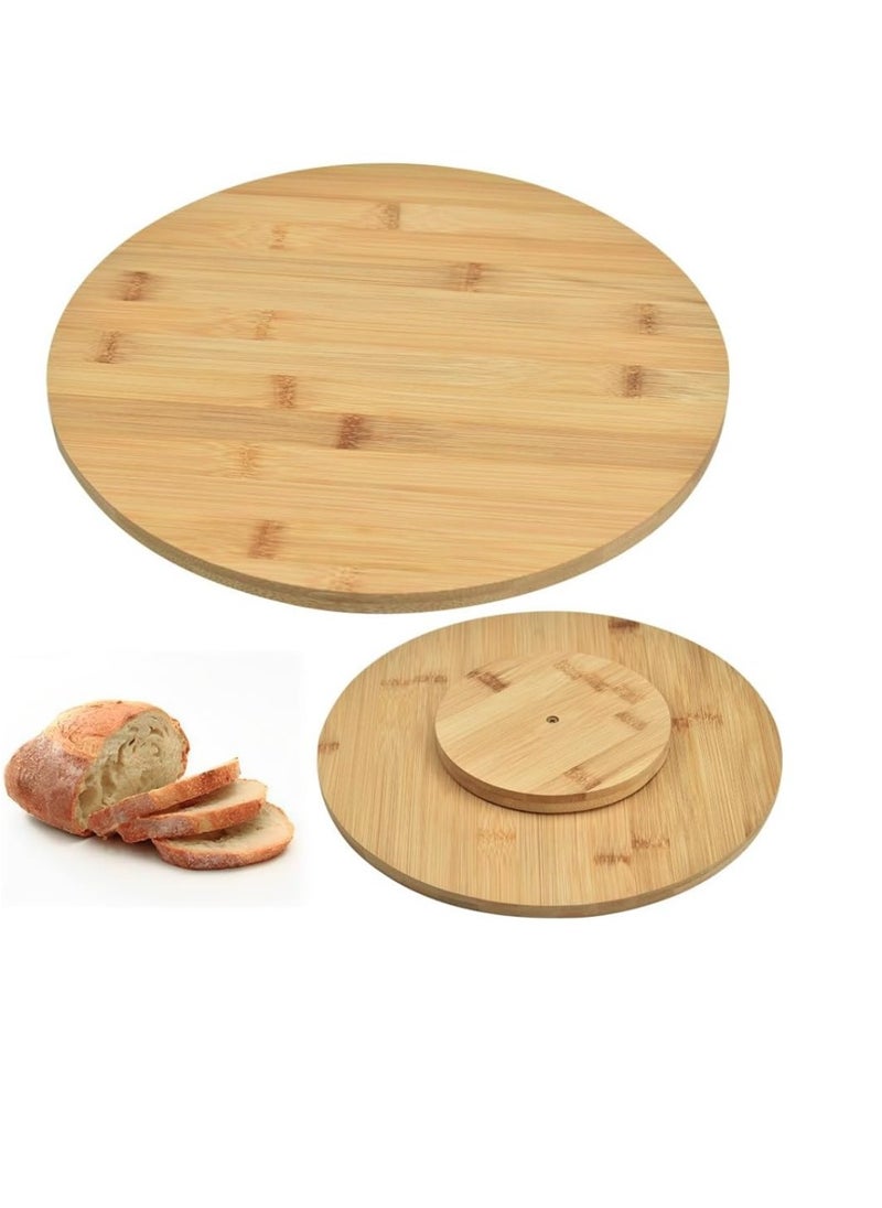 eBasket 30cm Durable Round Wooden Revolving Tray Uses as Bamboo Pizza Board, Cheese and Sausage Board 360 Degree Revolving Wooden Tray for Serving All Food and Drinks  - Image 4