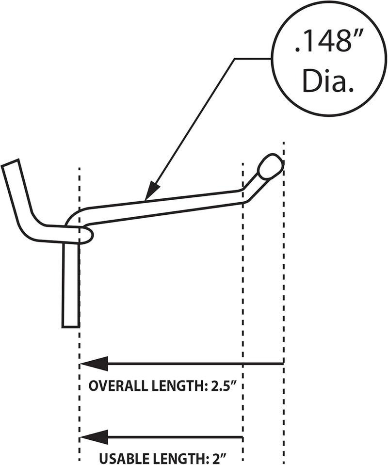 Azar Displays 700882 Galvanized 2-Inch Metal Hook - 50 Count for Pegboard and Slatwall - Image 4