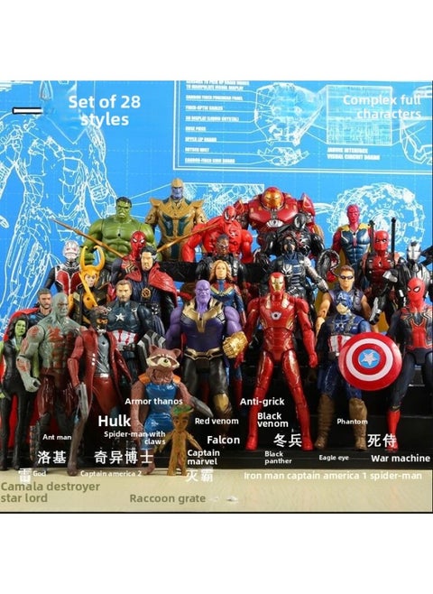 24 28 30 Hand-held Iron Man Hulk Joint Action Figure League 4 Collections Spider-Man-Color:Minimum Order Of 20 Sets For 28 Styles Of Alliance