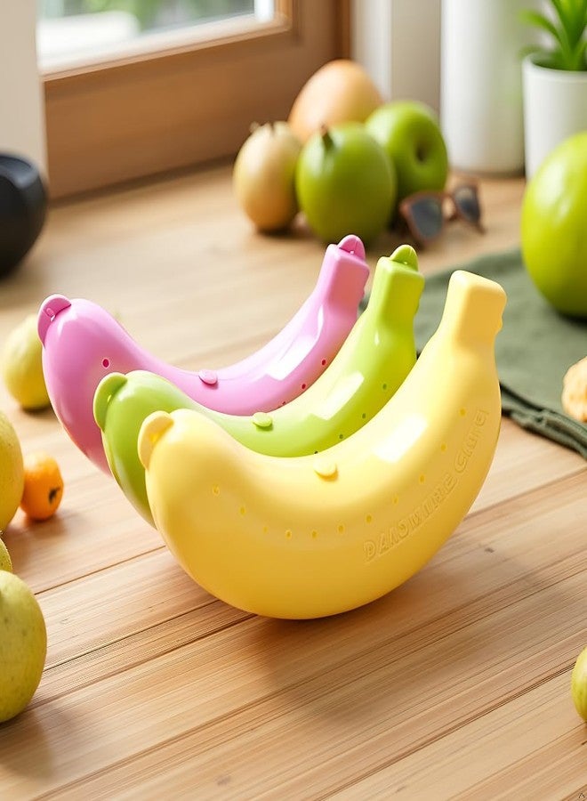 Junfamilee 3Pcs Banana Storage BPA-Free Outdoor Travel Case,Keep Fresh Banana Keeper and Protector, Cute Banana Carrier Storage Box for Picnic Camping,Food Containers(Yellow,Pink,Green) - Image 2
