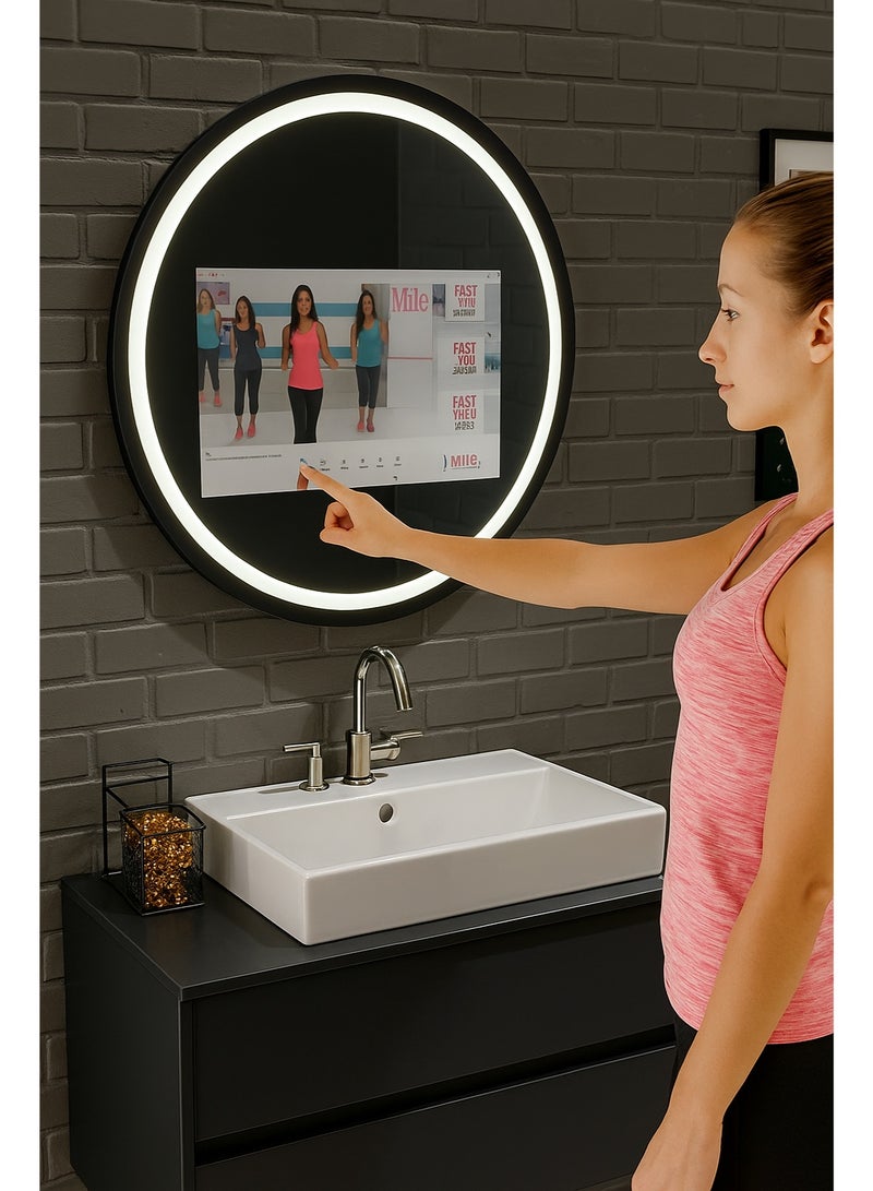 La Perle Technology Smart Mirror Android Wi-Fi Touch Screen with TV round shape 60cm - Image 4