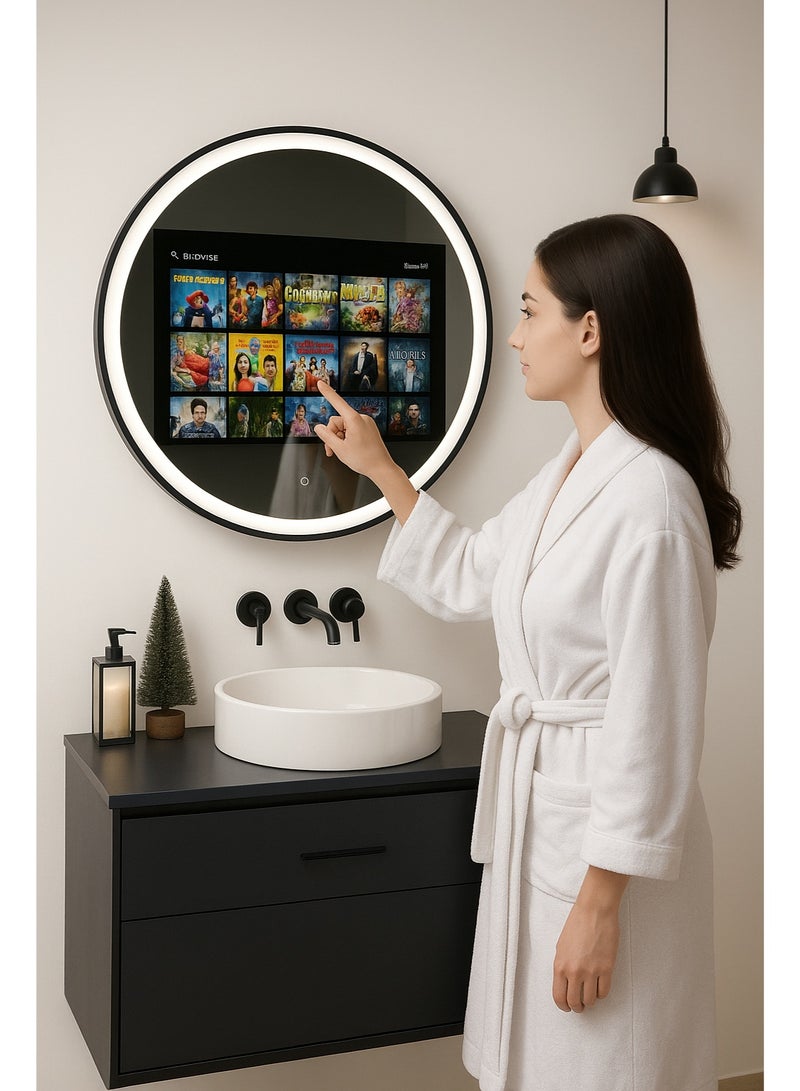 La Perle Technology Smart Mirror Android Wi-Fi Touch Screen with TV round shape 60cm - Image 1