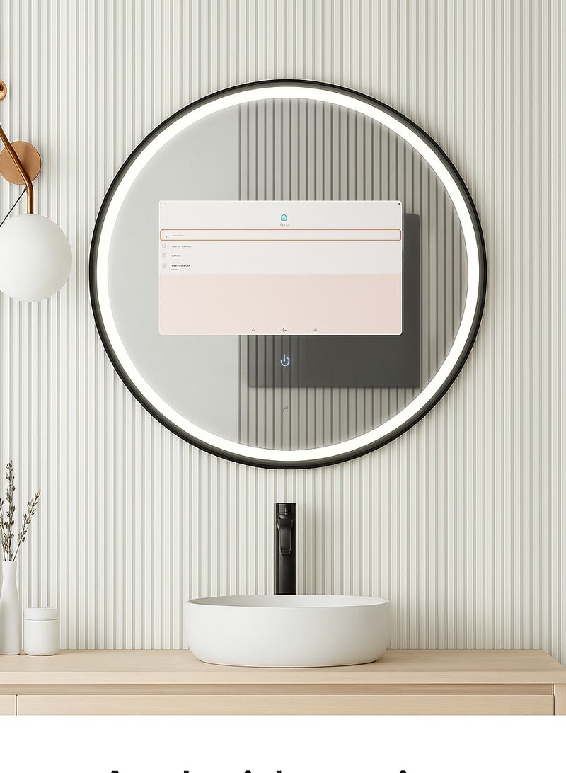 La Perle Technology Smart Mirror Android Wi-Fi Touch Screen with TV round shape 60cm - Image 2