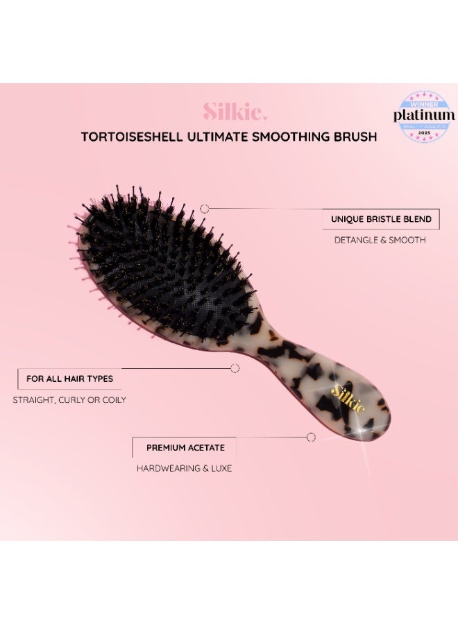 Silkie Ultimate Smoothing Hair Brush – Boar Bristle Anti-Frizz Detangling Brush for All Hair Types (Tortoiseshell) - Image 2