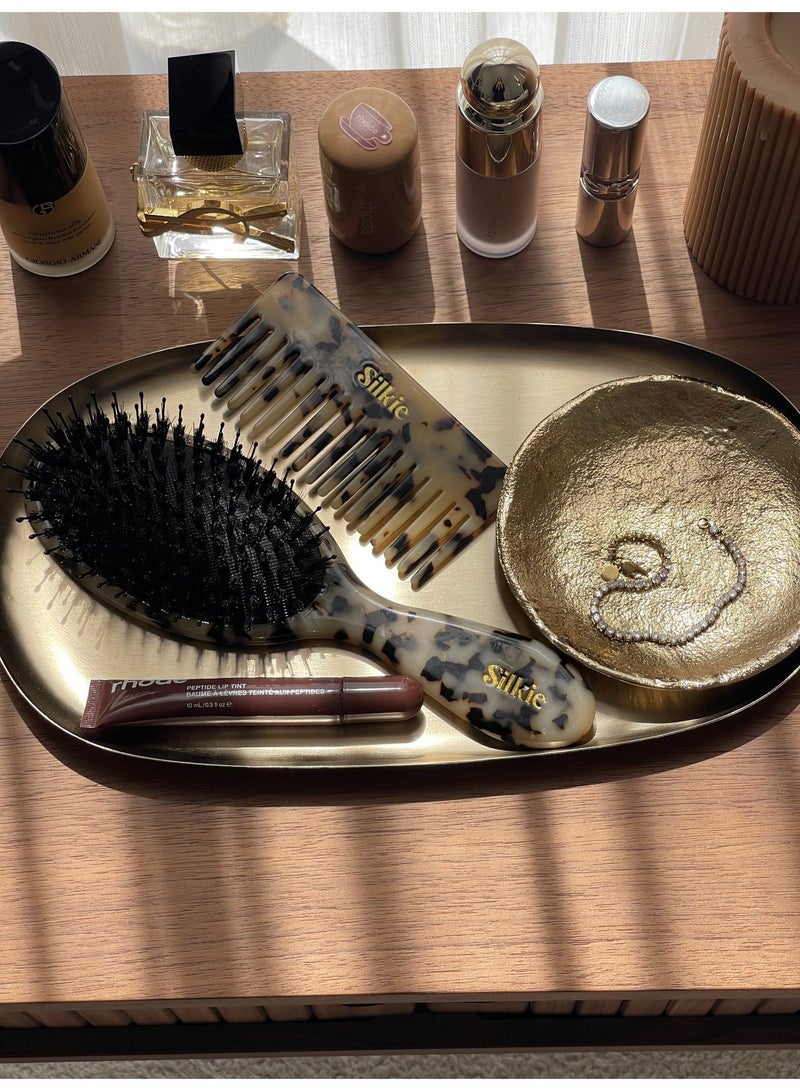 Silkie Ultimate Smoothing Hair Brush – Boar Bristle Anti-Frizz Detangling Brush for All Hair Types (Tortoiseshell) - Image 4