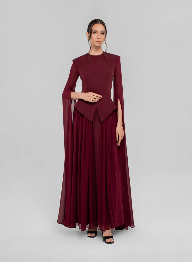 CHASE Pleated Draped Sleeve Maxi Dress