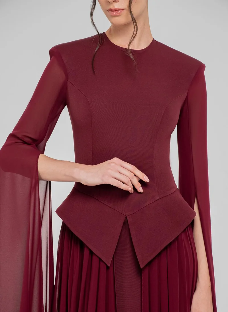 CHASE Pleated Draped Sleeve Maxi Dress