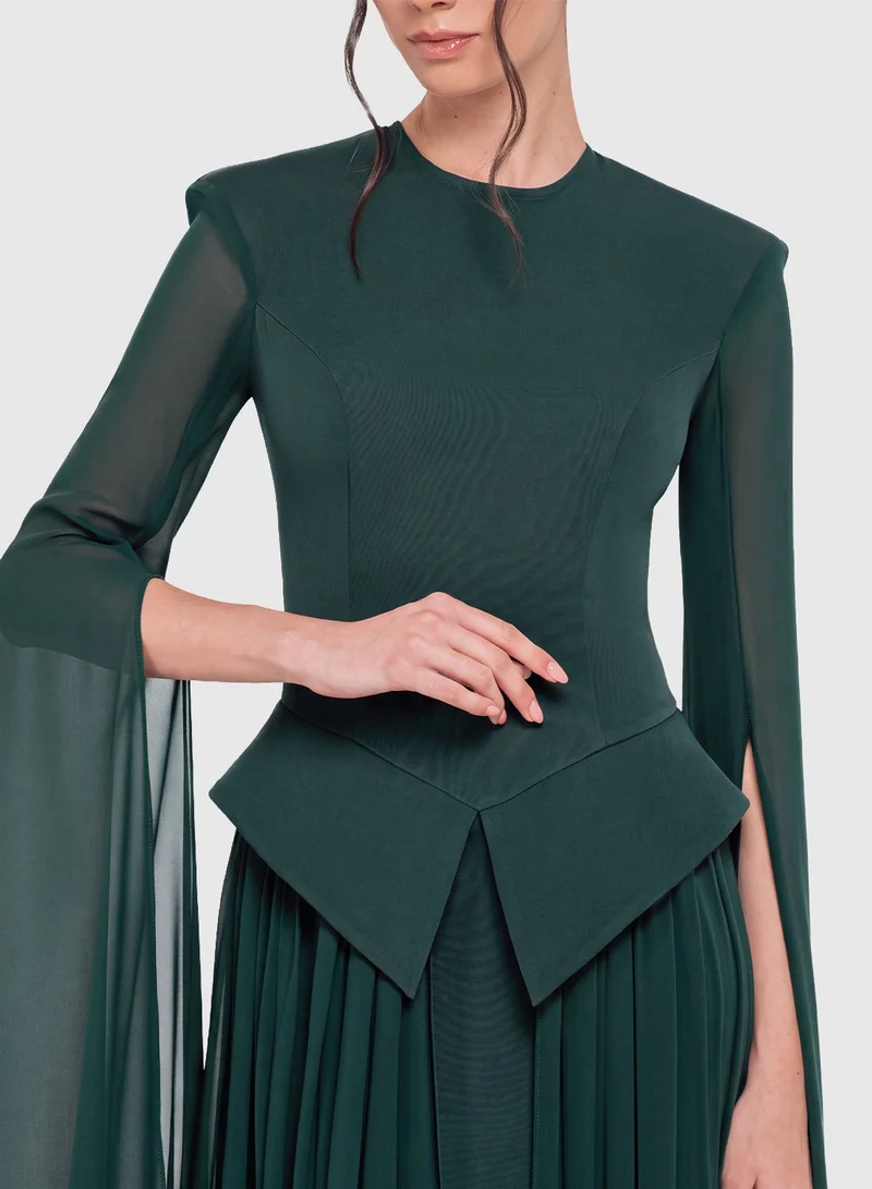 Chase  Pleated Draped Sleeve Maxi Dress for Women | Best Price UAE