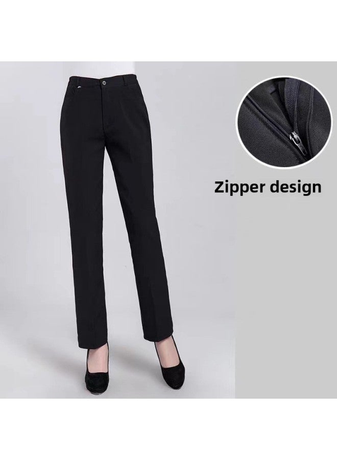 Waiter Work Pants Hotel Restaurant Pants Silk Pants Black Straight Women's Pants
