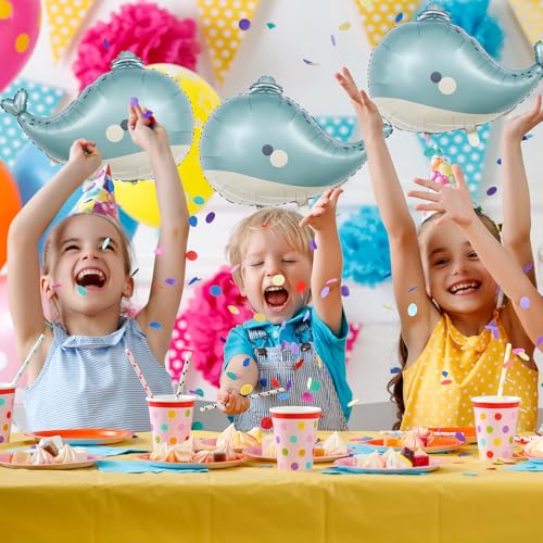 Villorem Whale Balloons Ocean Themed Party Decorations Matte Whale Foil Balloons for Birthday Baby Shower Supplies 3Pcs - Image 5