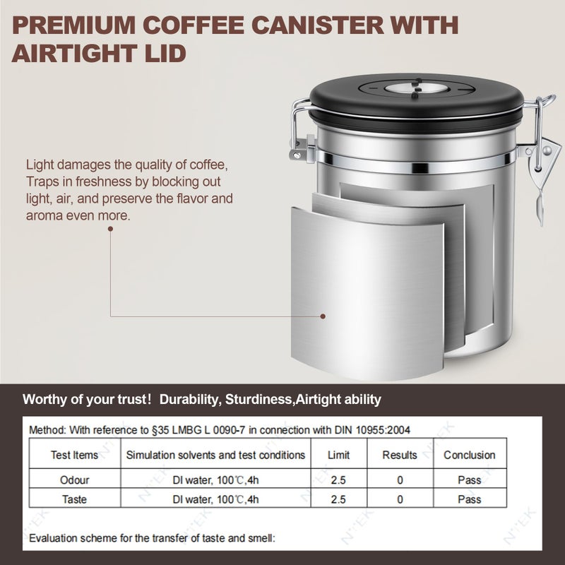 ShanSon Coffee Canister Airtight Coffee Container Stainless Steel Coffee Bean Storage Container with Scoop Coffee Canister for Beans Grounds Sugar Flour Tea Cereal,11OZ,Silver - Image 4