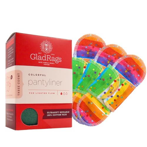 GladRags Reusable Pantyliner (3-Pack) - 100% Cotton Reusable Menstrual Pads, Washable Absorbent Pantyliners, Light Flow Period Pads, Washing Machine Safe - Image 1