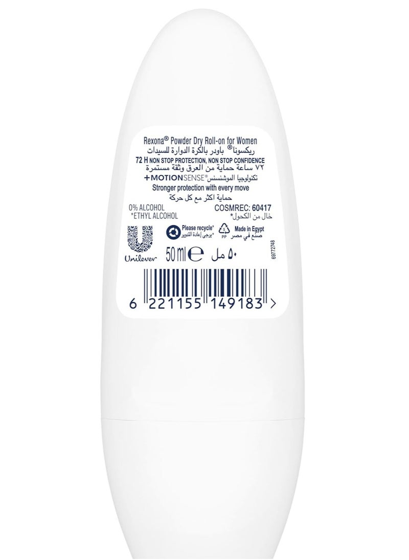 Rexona Antiperspirant roll on sweat and odor protection 50ml  - Image 2
