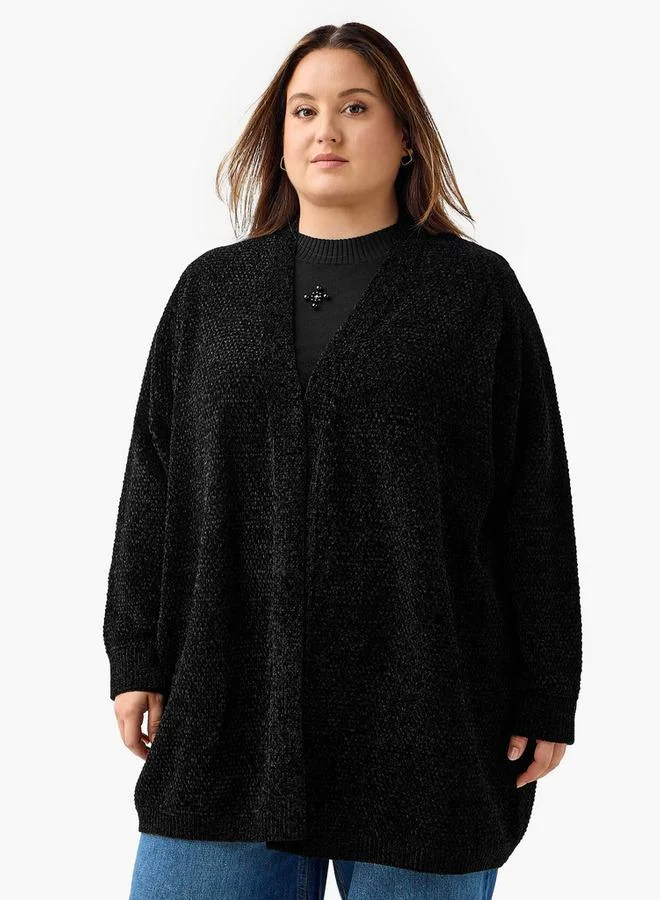 Ulla Popken Ulla Popken Textured Knit Cardigan