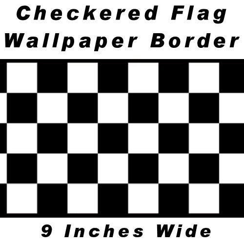 Rolling Borders Checkered Flag Cars Wallpaper Border9 Inch Black Edge by CheckeredWallpaperBordercom - Image 1