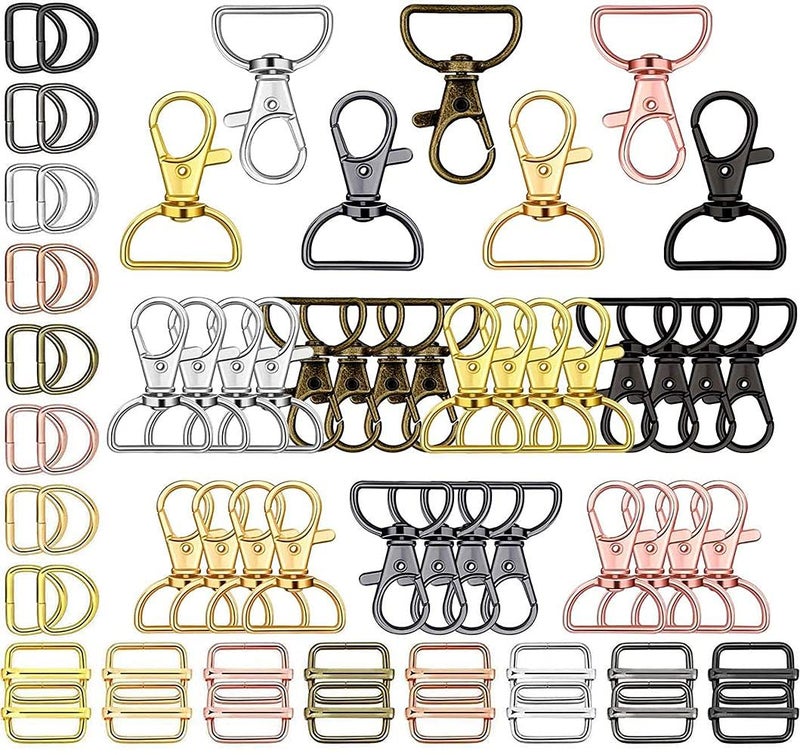 DIY Crafts DIY DIYC15690 Crafts Swivel Snap Hooks and D Rings Metal Swivel Lanyard Snap Hook Slide Buckle for Keychain Lanyard Crafts Supplies 6 Pcs Slide Buckles Chrome Silver  - Image 2