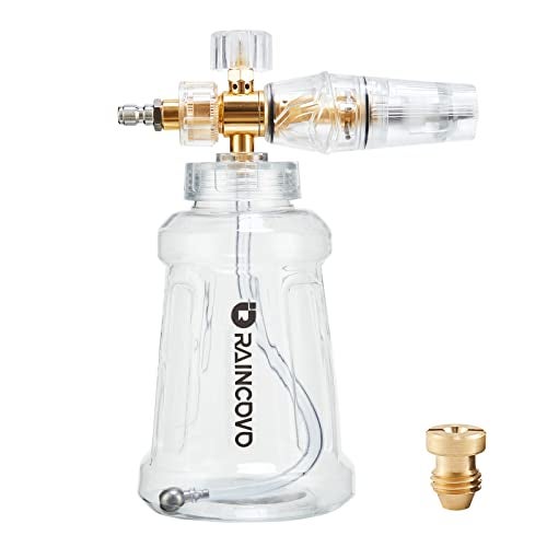Raincovo Foam Cannon for Pressure Washer, Snow Clear Foam Cannon for Car Wash, Stainless Steel Filter, Adjustable Nozzle with M22 and 1/4 Inch Quick Connect, Additional 1.1 mm Orifice Nozzle - Image 1