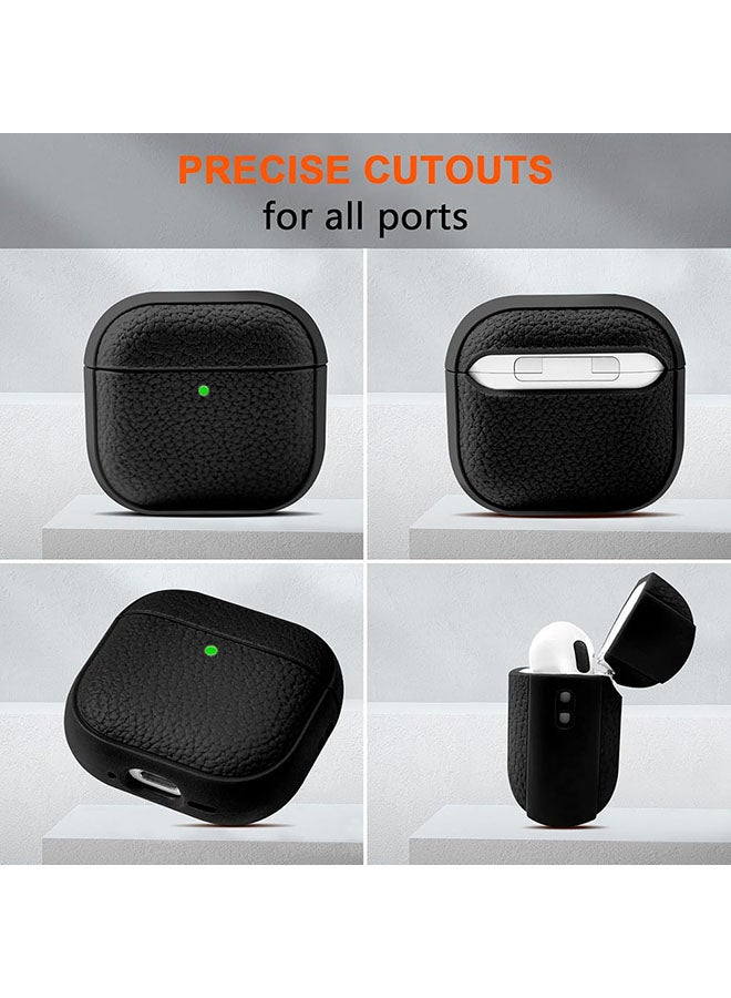O Ozone Case for Airpods 4 Case Cover with Wrist Strap, Leather Touch Design Protective Headphone Case Cover for Airpods 4th Generation Case -Black  - Image 3